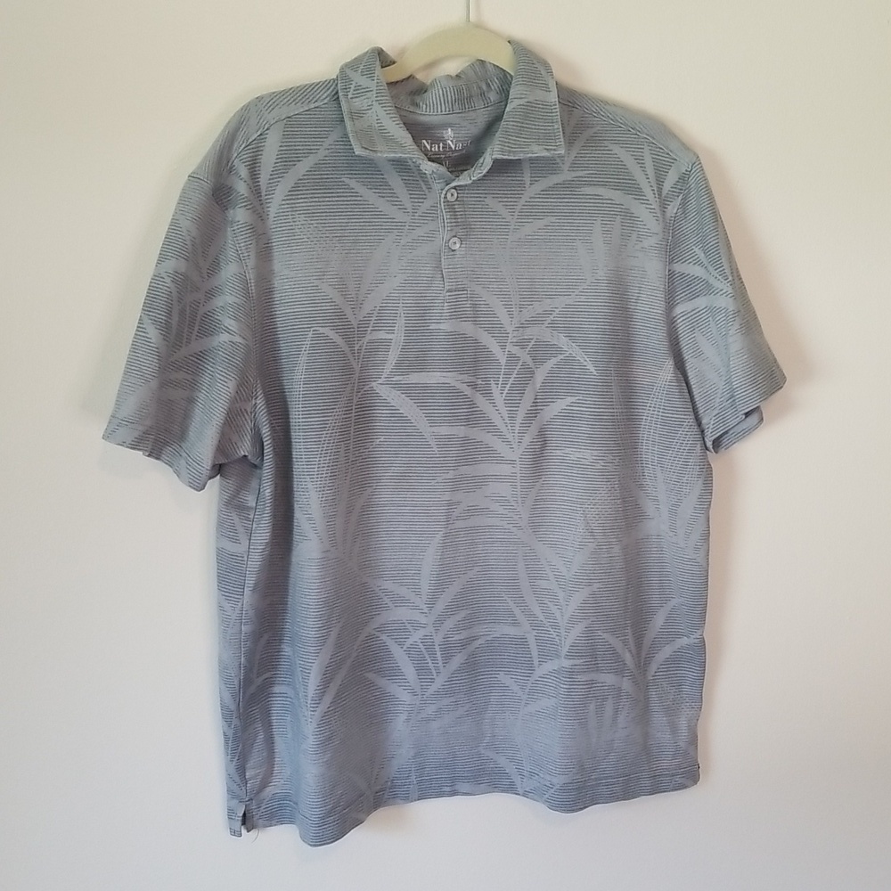 Nat Nast Mens Ombre Gray Floral Polo Short Sleeve XLarge 🎯